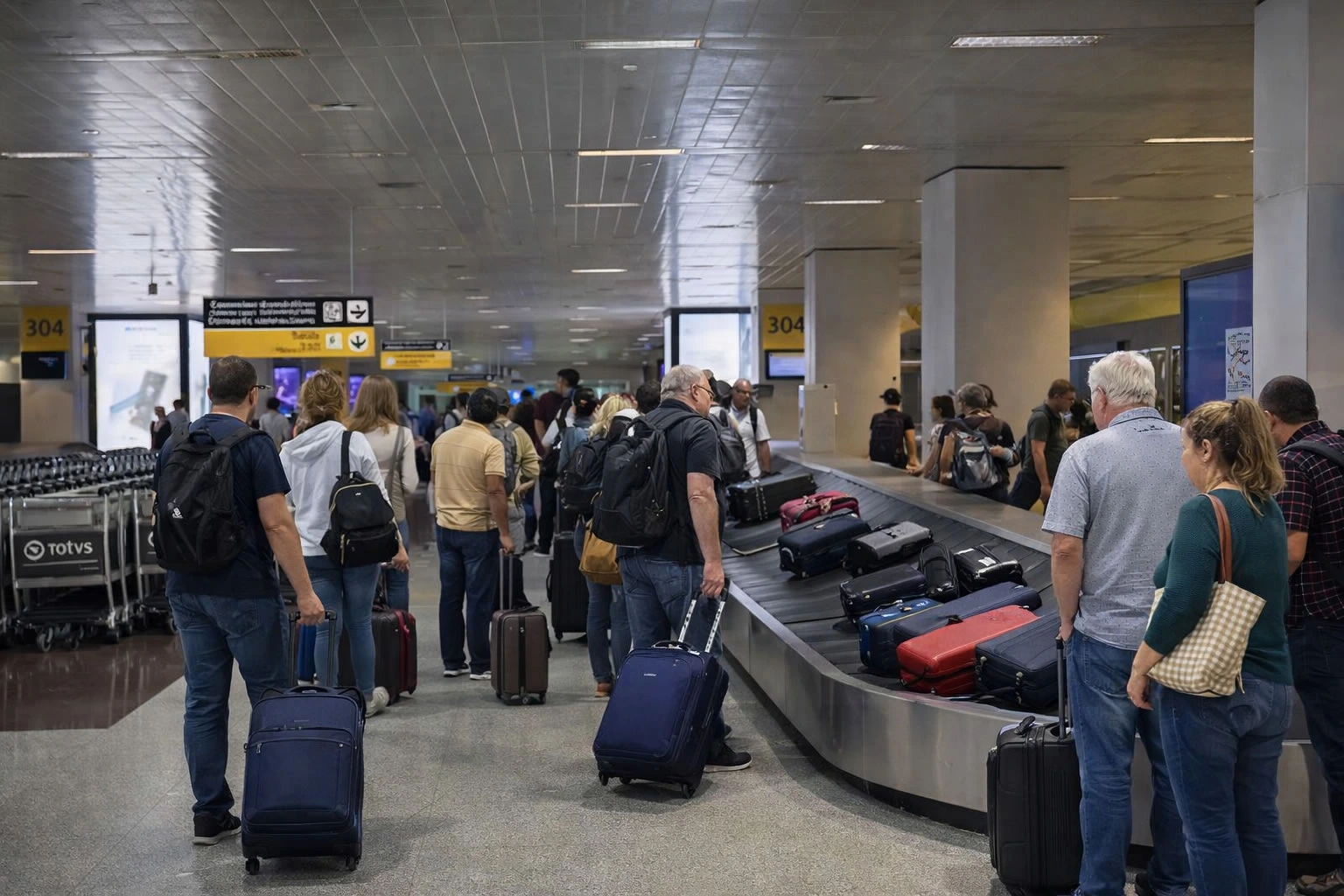 Desembarque em Guarulhos, Retirada de Bagagem